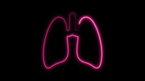 Glowing neon lungs icon isolated on black background. HD Video motion graph.. Stock Footage 304168705