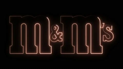 Glowing neon of M Ms text on black background. Stock Footage 183401884