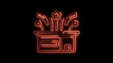 Glowing neon magic box icon isolated on black background. HD Video motion g.. Stock Footage 304143537
