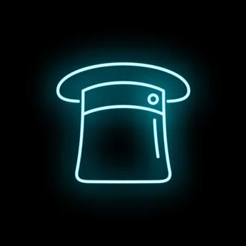 Glowing neon magic top hat icon Stock Illustration