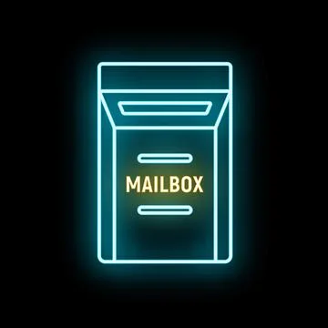 Glowing neon mailbox symbol receiving new messages concept Stock Illustration