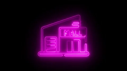 Glowing neon mall icon isolated on black background. HD Video motion graphi.. Stock Footage 314642235