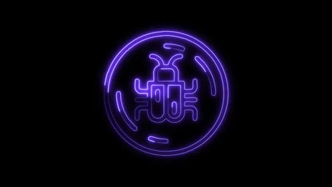 Glowing neon Malware icon isolated on black background. HD Video motion gra.. Stock Footage 316158463