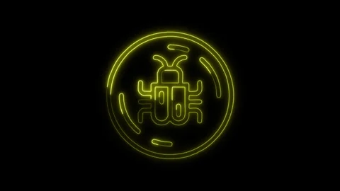 Glowing neon Malware icon isolated on black background. HD Video motion gra.. Stock Footage 316158466