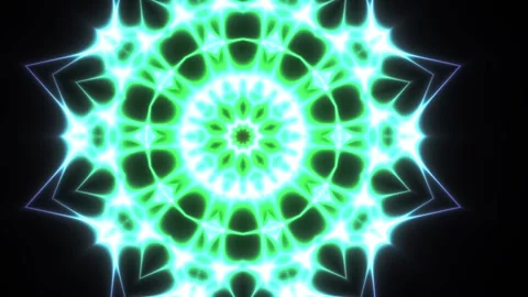 Glowing neon mandala design elements rotate. Stock Footage 334339561