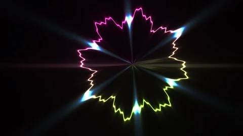 Glowing neon maple leaf light trails. Stock Footage 340028289