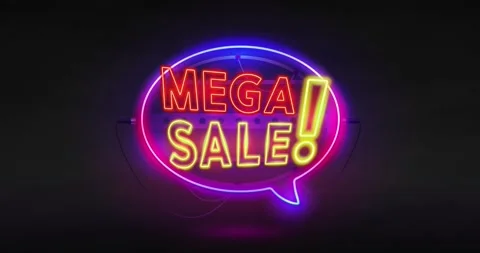 Glowing Neon Mega Sale Stock Footage 228674879