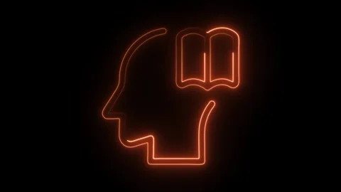 Glowing neon memorize icon isolated on black background. HD Video motion gr.. Stock Footage 304546986