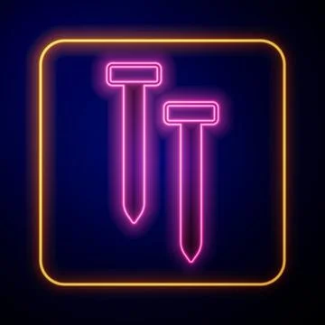 Glowing neon Metallic nails icon isolated on black background. Vector Stock Illustration