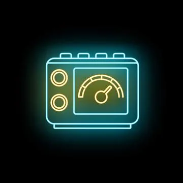 Glowing neon meter measuring data icon Illustrazione stock