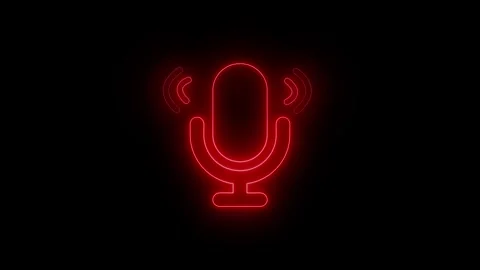 Glowing neon microphone icon animation on black background Vidéo 337079113