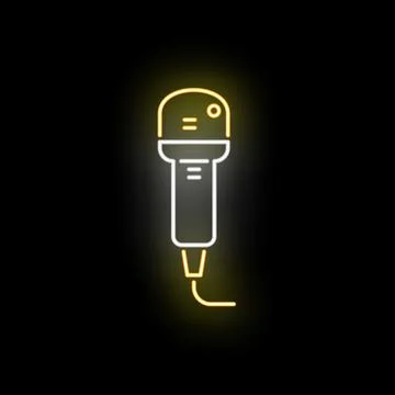 Glowing neon microphone icon representing music and sound Stock Illustration