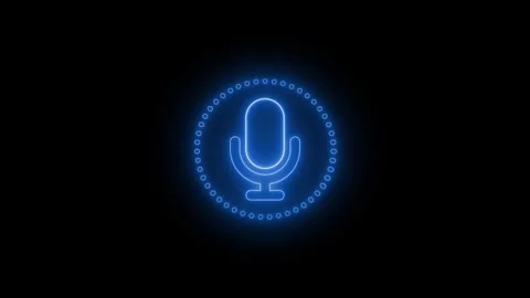 Glowing Neon Microphone Ring circle Audio Wave Animation on a Black Backgroun Stock-Footage 304926518