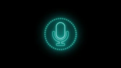 Glowing Neon Microphone Ring circle Audio Wave Animation on a Black Backgroun Stock-Footage 304926532