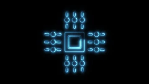 Glowing Neon Microprocessor Icon Isolated, HD Motion Graphic Animation Repr.. Vídeo Stock 301274397