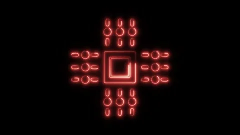 Glowing Neon Microprocessor Icon Isolated, HD Motion Graphic Animation Repr.. Stock Footage 301274414