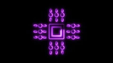 Glowing Neon Microprocessor Icon Isolated, HD Motion Graphic Animation Repr.. Stock Footage 301274423