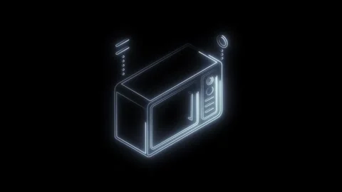 Glowing neon microwave icon isolated on black background futuristic technol.. Stock Footage 314703488
