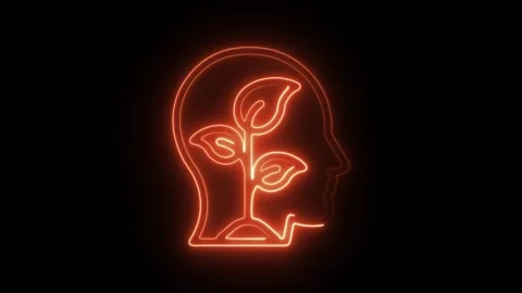 Glowing neon mindset icon isolated on black background. HD Video motion gra.. Stock Footage 304123520