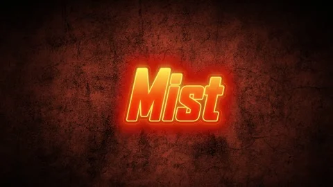 Glowing neon mist text effect appearing on dark grunge textured wall background Stockbeeldmateriaal 345129421