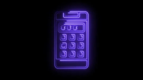 Glowing neon mobile app interface outline with password field input on blac.. Stock-Footage 312306460