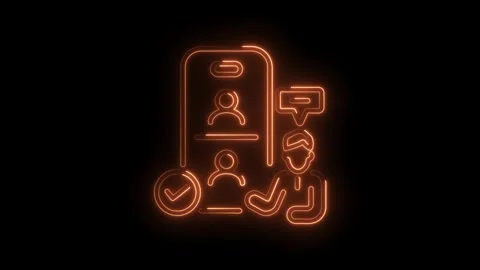 Glowing neon mobile job application with interview and final approved candi.. Stock Footage 345994015