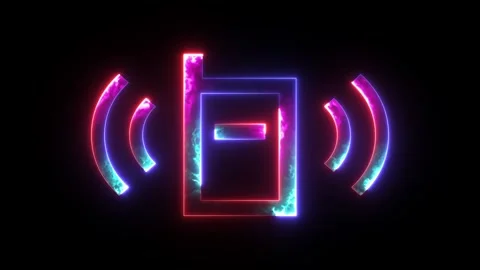 Glowing neon mobile network or vibration wave icon. Abstract symbol icon of.. Stock Footage 295932958