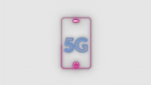 Glowing neon mobile phone line icon and 5G new wireless internet wifi icon. Stock Footage 166324003