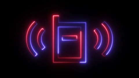 Glowing neon mobile ringtone or vibration wave icon. Abstract symbol icon o.. Stock Footage 293554456