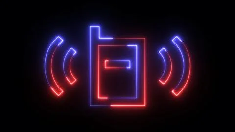 Glowing neon mobile ringtone or vibration wave icon. Abstract symbol icon o.. Stock Illustration
