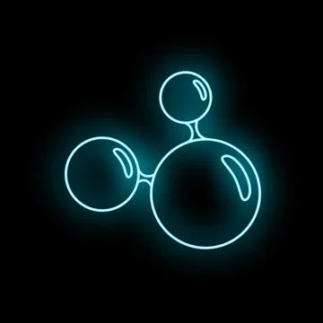 Glowing neon molecule on black background scientific icon Stock Illustration
