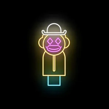Glowing neon monkey character wearing a hat and jacket イラスト素材