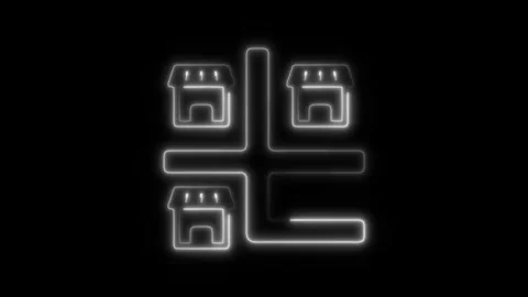 Glowing neon monopoly icon isolated on black background. HD Video motion gr.. Stock Footage 304156006