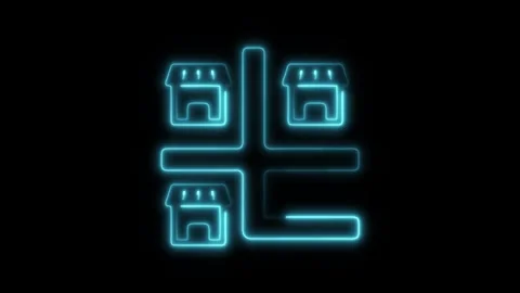 Glowing neon monopoly icon isolated on black background. HD Video motion gr.. Stock Footage 304156072