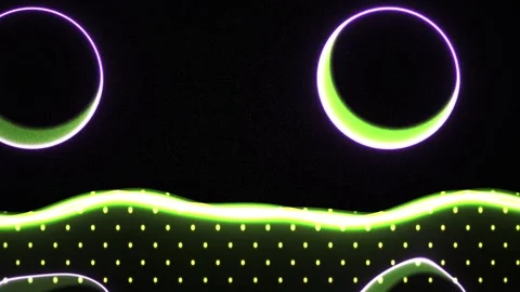 Glowing neon moon phases on a black background with green accents. Stock Footage 336238721