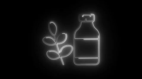 Glowing neon moringa icon isolated on black background. HD Video motion gra.. Stock Footage 304548288