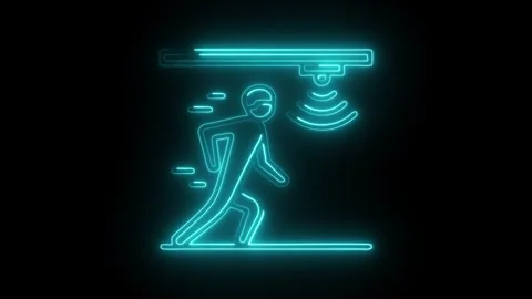 Glowing neon motion sensor icon isolated on black background. HD Video moti.. Stock Footage 314641452