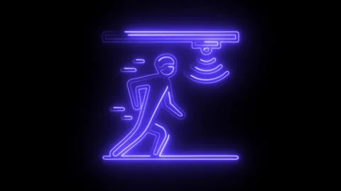 Glowing neon motion sensor icon isolated on black background. HD Video moti.. Stock Footage 314641457