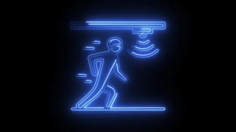 Glowing neon motion sensor icon isolated on black background. HD Video moti.. Stock Footage 314641463