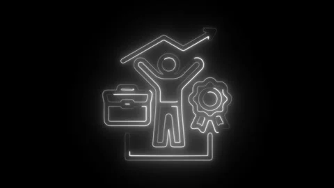Glowing neon motivation icon isolated on black background. HD Video motion .. Stock Footage 304104589