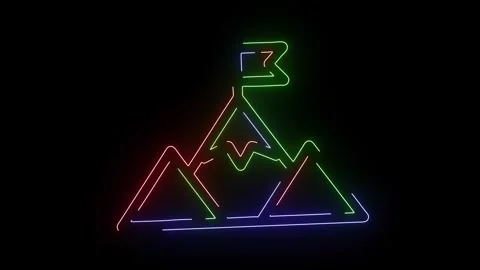 Glowing Neon Mountain Peak Icon for Success, Achievement, and Reaching a Busines Stock-Footage 317688587