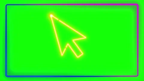 Glowing neon mouse cursor icon. Digital pointer arrow for website interface Stock Footage 339991841