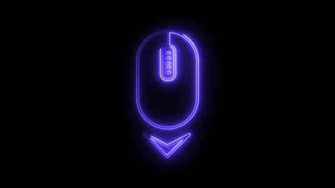 Glowing neon mouse cursor scroll down animation on black background Stock Footage 308179842