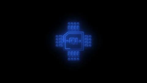 Glowing neon multiple AI agent systems concept animation. Neon blue line AI.. Stock Footage 340408237