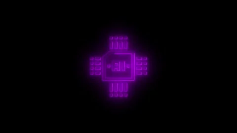 Glowing neon multiple AI agent systems concept animation. Neon pink line AI.. Stock Footage 340601242