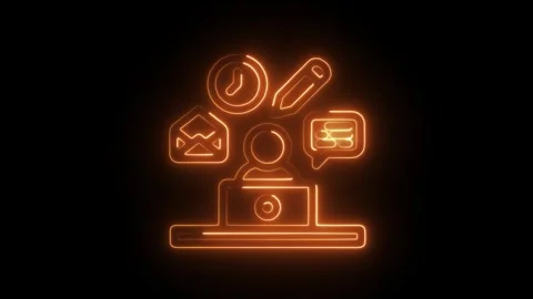 Glowing neon multitasking icon isolated on black background. HD Video motio.. Stock Footage 304106325