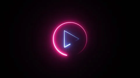 Glowing neon Music play button icon sign animation. Stock Footage 289732691