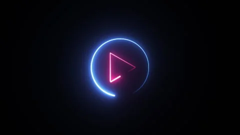 Glowing neon Music play button icon sign animation. Stock Footage 289733130