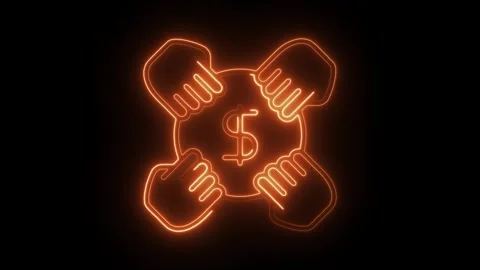 Glowing neon mutual fund icon isolated on black background. HD Video motion.. Video stock 304242753