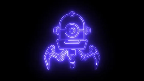 Glowing neon nanorobot icon isolated on black background. HD Video motion g.. Stock Footage 314641069